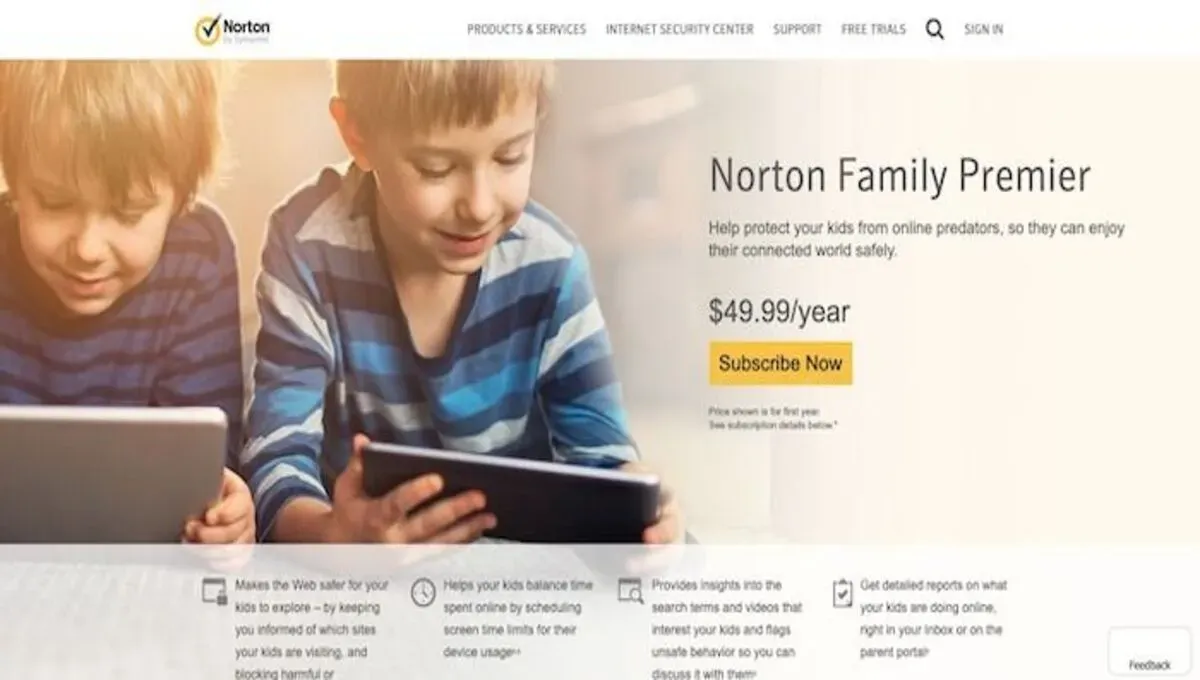 a home page of 2. Norton Family Premier.